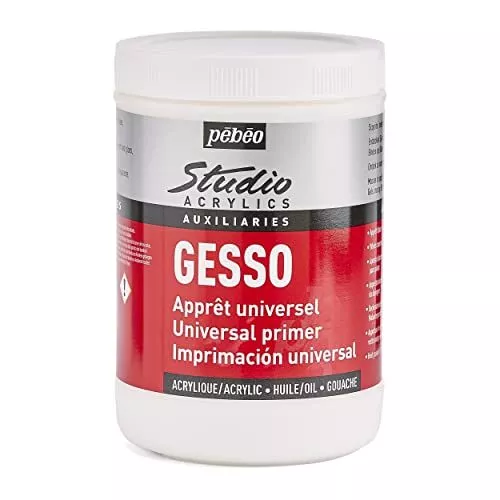 PEBEO 524122 Studio Acrylics 1 Litre Gesso, White, 1 l (Pack of 1) Brand New