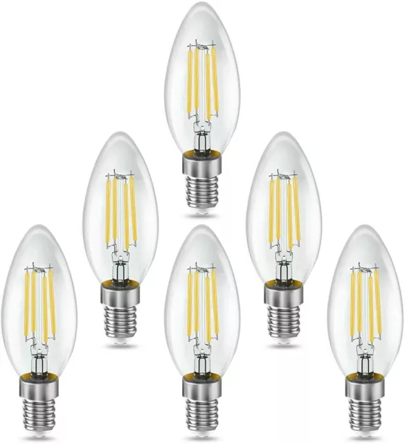 E14 LED Filament 6 x 4W Kerze Retro Glühbirne Leuchtmittel Lampe Kolben Warmweß