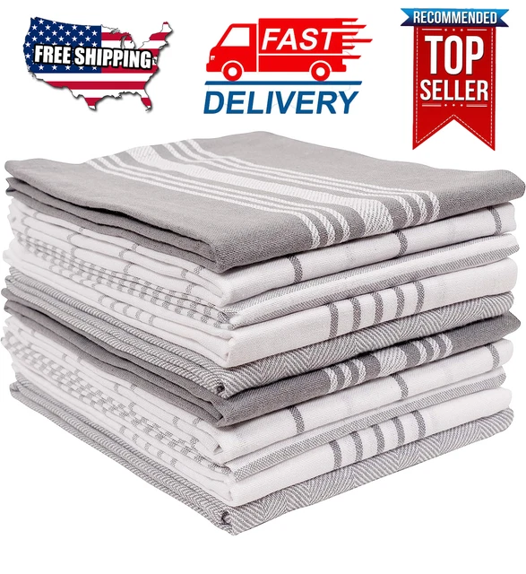 Kitchen Dish Towel Tea Towels Soft and Absorbent Mixed Set of 10