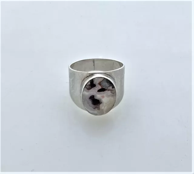 Rare Taxco Sterling Silver & Exotic Stone Handwrought Ring Size 9 VERY HANDSOME!