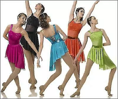 Dance  Costume Curtain Call R115 Turquoise Large Child Lyrical Sequin Contempora