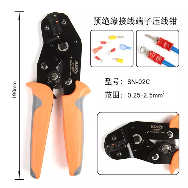 IWISS SN-02 Crimping Tool Crimper Plier 0.25-2.5mm2 Ratchet Termial Hand Tool