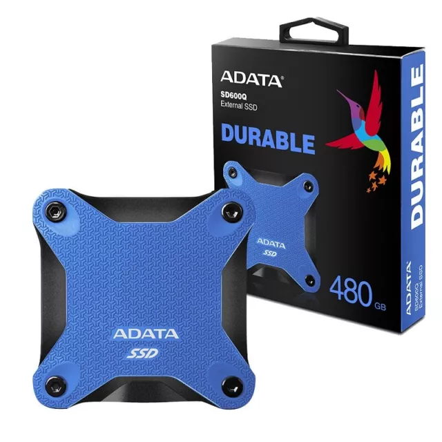 O-Adata 480GB Ultra-Speed External Solid State Drive Shock Resistance USB3.1 ...