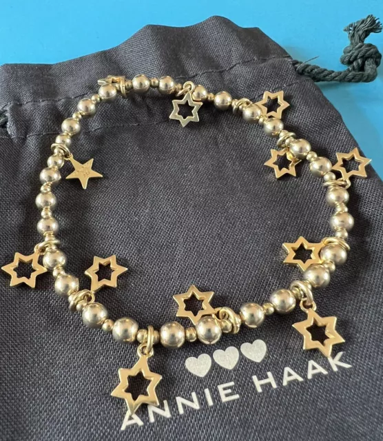 Annie Haak Cluster of Stars Gold Plated 925 Silver Stretch Bracelet in Box