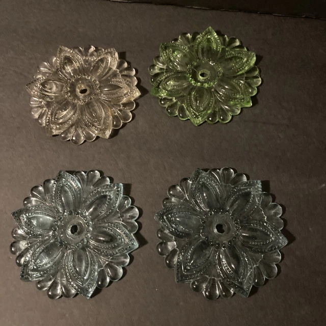 Four (4) Antique Victorian Flower Glass Curtain Tie Backs No Hardware