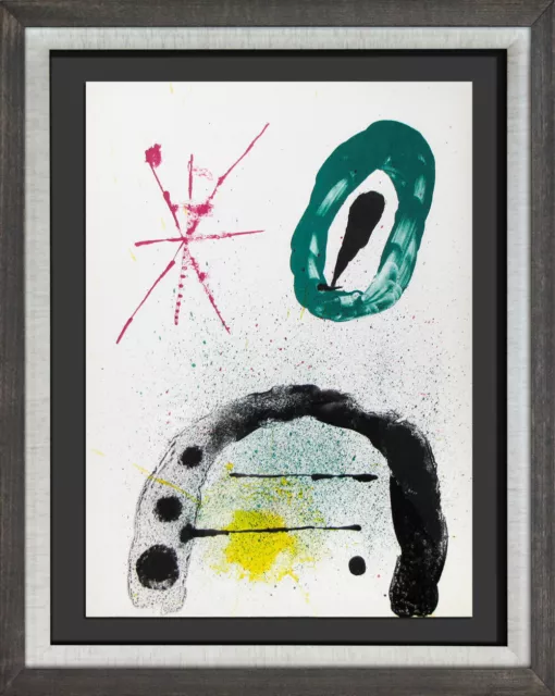 Joan Miro Originale Colore Litografia, 1963 Con / Personalizzato Telaio