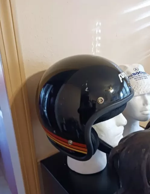 ASC FURY 400 Helmet Vintage 70's ? Black R O Y Racing stripes