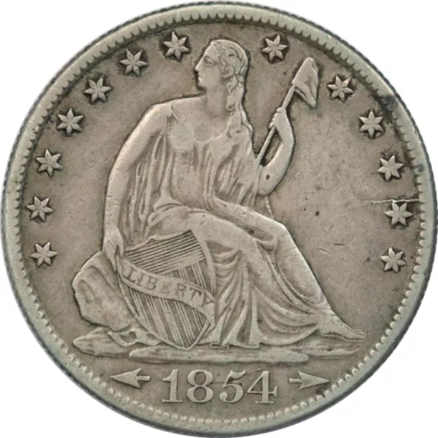 1854-O Arrows Seated Liberty Half Dollar 50C, Very Fine VF+