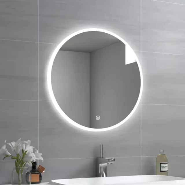 EMKE Round Bathroom Wall Mirror With LED Lights Up Illuminated Demister Anti-fog