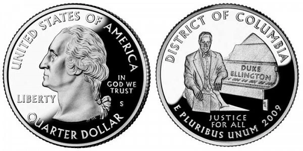 2009 S Proof District of Columbia DC & US Territories Quarter 90% Silver
