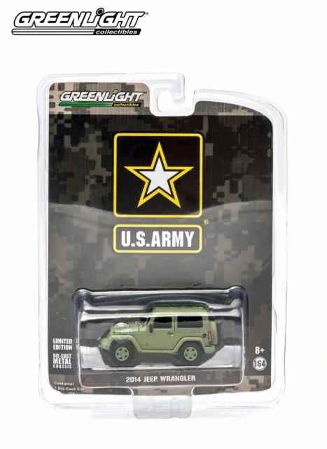 Light Green 2014 Jeep Wrangler Us Army Greenlight 1:64 Scale Diecast Model