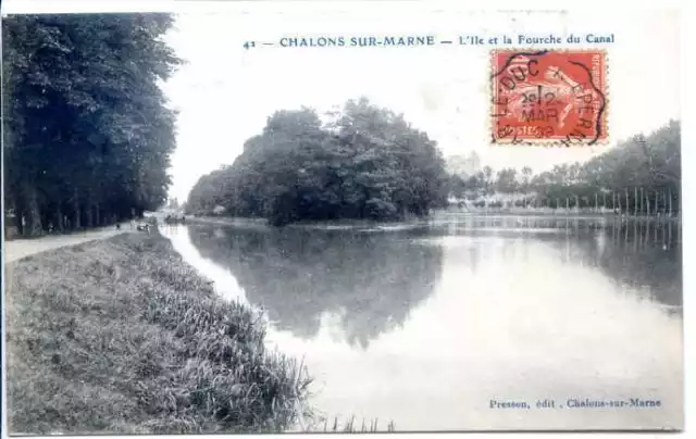 Cp 51 Marne - Chalons Sur Marne L'île Et La Fourche Du Canal