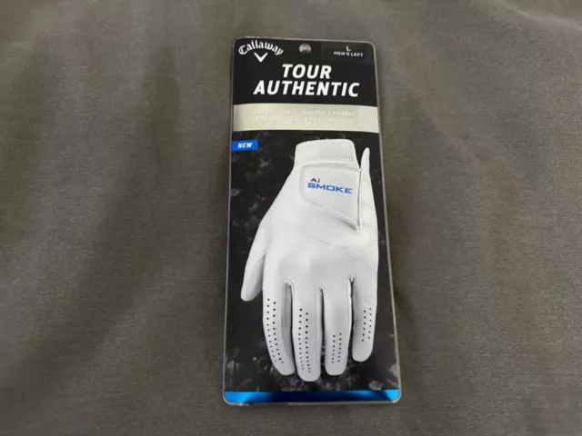 NEW Men's Callaway Tour Authentic Golf Glove Left Hand Large White AI Smoke