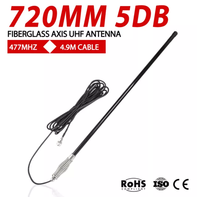 UHF Radio Antenna 5DBi Hi Gain CB Fiberglass 720MM For GME UNIDEN ORICOM