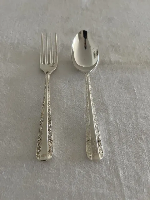 Vintage Retro Rodd Nemesia Silver Plate Child Spoon & Fork Cutlery Set
