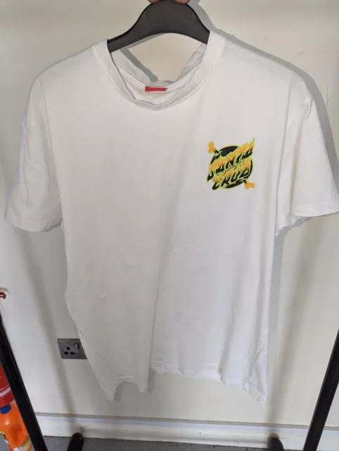 Mens Santa Cruz Volcano 8 Ball Graphic T-shirt White Size Large