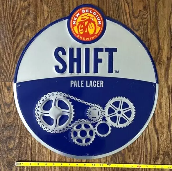 New Belgium Brewing Co. SHIFT Pale Lager Metal Tin Tacker Beer Sign 20" x 18.5"