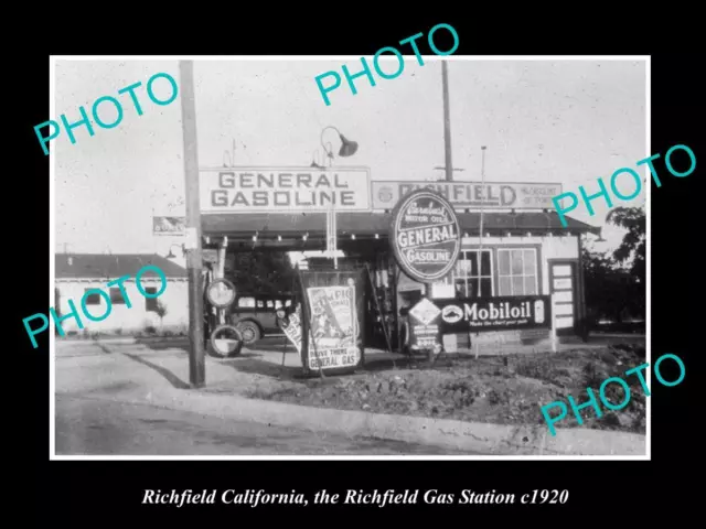 Old Large Historic Photo Of Richfield California The Richfield Gas Station 1920