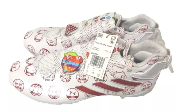 ADIDAS FREAK 22 BIG MOOD FOOTBALL CLEATS DSG SM WHITE RED GZ6901 sz 11.5