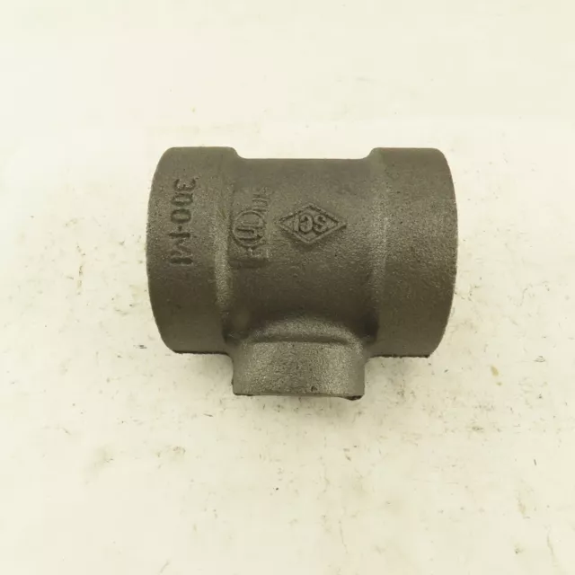 1-1/2"x1-1/2"x 3/4" NPT 300 Malleable Iron Reducing Tee Black Pipe Fitting