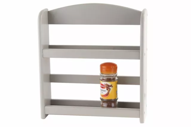 Green or Grey Spice Rack 2 Tier Wooden Holder Kitchen Storage Herbs Display