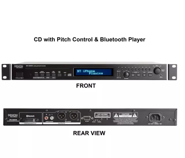 Denon DN-500CB Rack Mountable 1U CD + Pitch / MP3 USB / AUX / Bluetooth Receiver