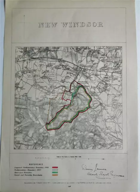 1868 Fine Antique Boundary Commission Map - New Windsor, Berkshire