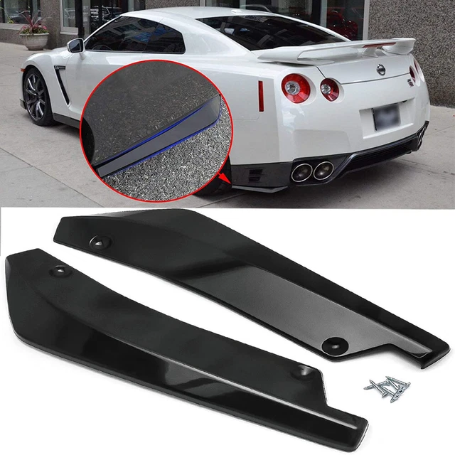 2X Glossy Black Universal Car Rear Bumper Spoiler Lip Canard Diffuser Wrap Angle