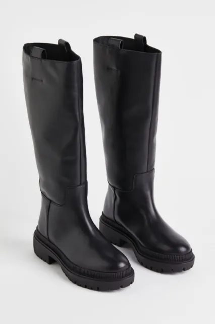 H&M Bottes neuves cuir de hauteur genou noir 41 femme