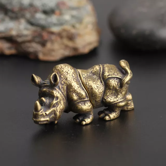 Chinese Collection Asian Antique Collectible Brass rhinoceros Exquisite statue