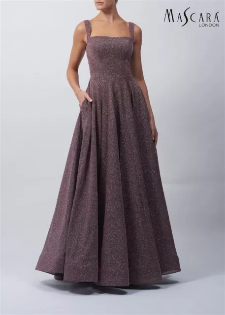 Mascara Mc119515 size 4 Berry lurex straps Evening Dress lace up sparkle BNWT