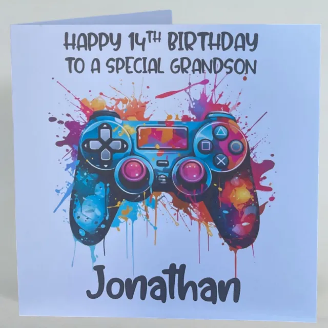 Personalised Gaming Birthday Card Boys Grandson Son Brother Nephew Teenage Gamer