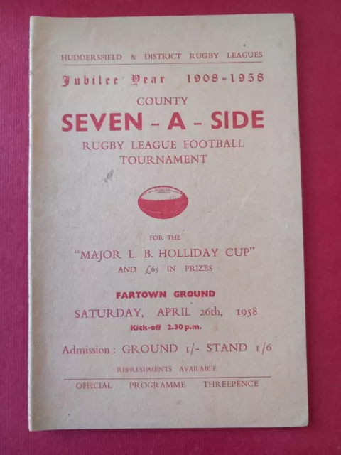 Huddersfield 7s tournament - amateur Rugby League played at Fartown in 1958