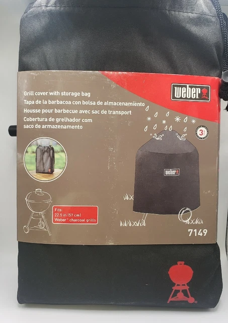 NEW Weber 7149 BBQ Grill Cover For Charcoal Grills 22.5-Inch w/ Storage Bag