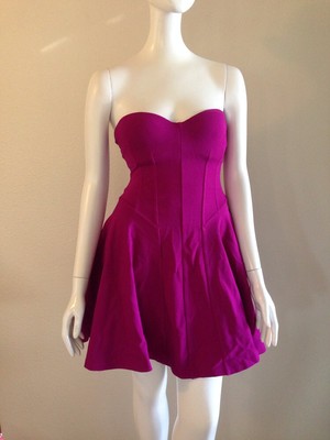 Victoria's Secret 32B Strapless Ponte Push-Up Bra-Top Dress Fuchsia Rhumba $148