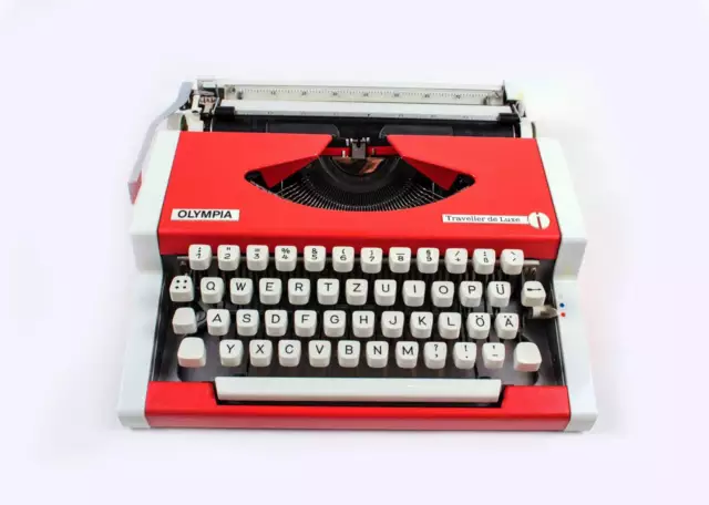 SALE! - Olympia Traveller De Luxe Red Typewriter, Vintage, Professionally