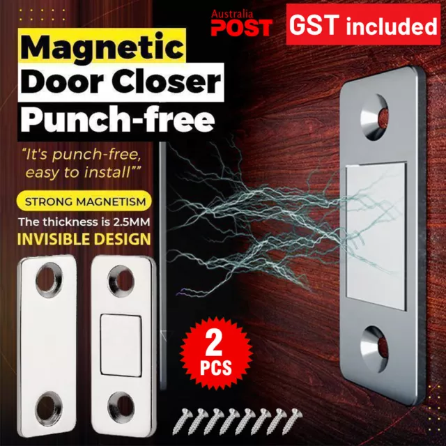 2PCS Strong Magnetic Door Catch Ultra Thin For Door Cabinet Cupboard Glass Latch