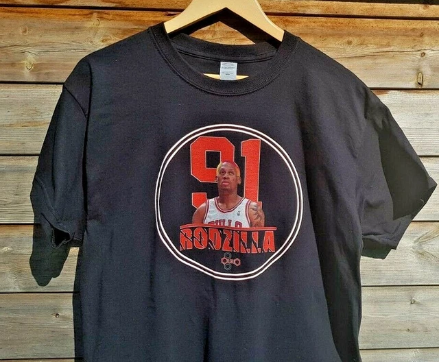 DENNIS RODMAN RODZILLA 90s Chicago Bulls #91 T Shirt FREE UK