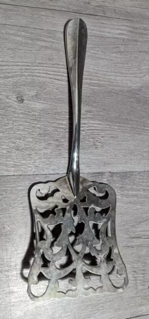 Vintage 11" Silver Plate Petit Four Lasagna Server Ornate Metal