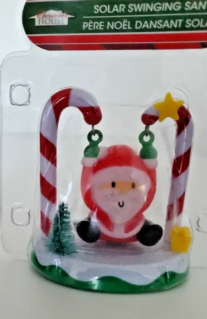 Swinging Santa on Candy Cane Swing Christmas SOLAR POWERED DANCING BOBBLE TOY