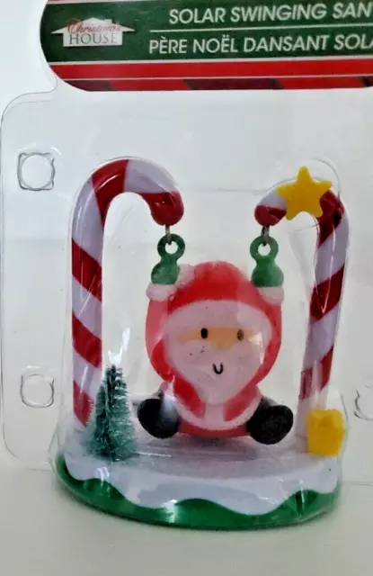 Swinging Santa on Candy Cane Swing Christmas SOLAR POWERED DANCING BOBBLE TOY
