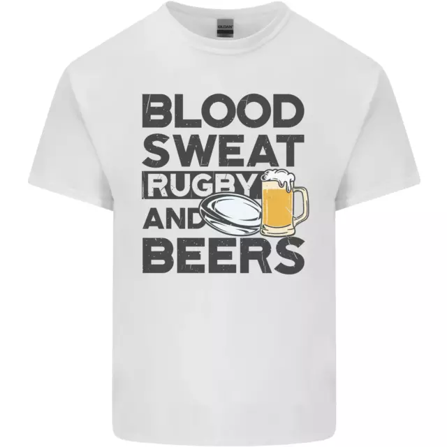 Blood Sweat Rugby E Birre Divertente Uomo Cotone T-Shirt Maglietta