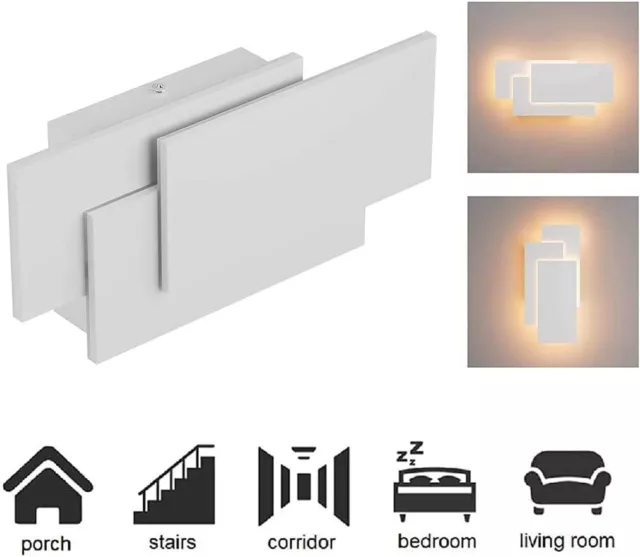 Applique da parete per interno a LED in vetro Lampada a muro design rettangolare