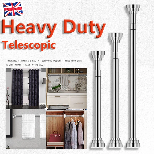 Telescopic Clothes Rails Shower Curtain Rod No Drilling Bathroom Wardrobe Pole