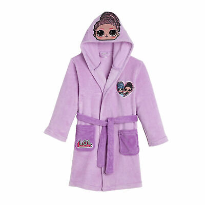 Girls LOL Surprise Hooded Robe Fleece Dressing Gown Ages 10-15 Years Purple