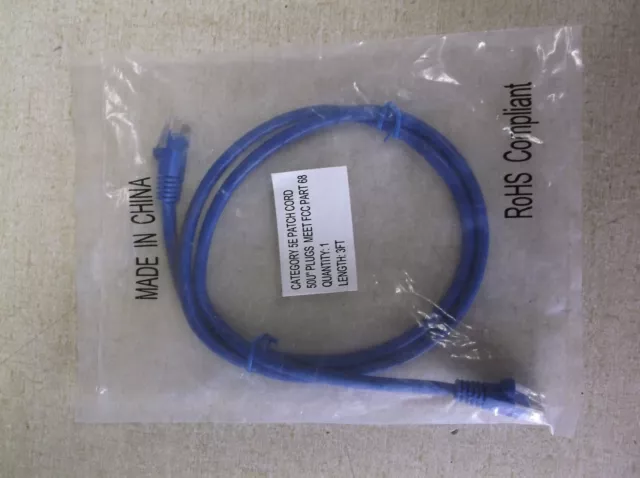 NEW Catagory 5E Patch Cord 50U"Plugs Part 68 3" RoHs Compliant E153116