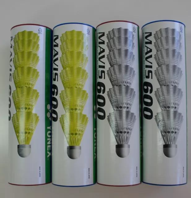 5 Tubes Yonex Mavis 600 Nylon Shuttlecocks M600 Shuttles, White or Yellow, Japan