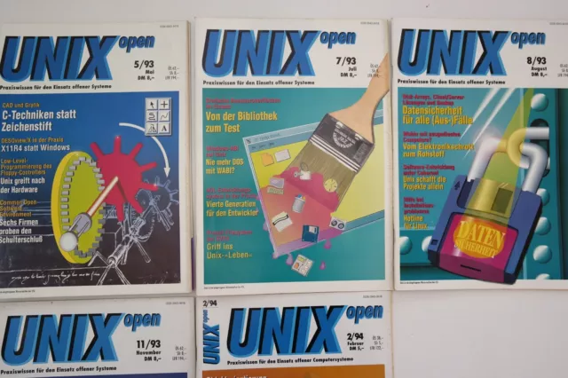 Zeitschrift Unix Open 1993 1994, 5 Hefte