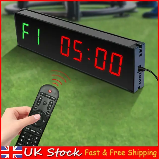 LED Digital Countdown Wall Mounted Down/Up Clock Stopwatch for Exercise Fitness