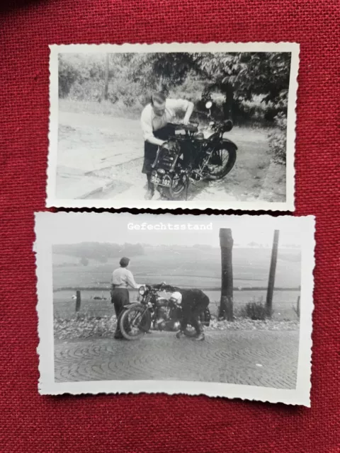 2 x Foto, Motorrad Krad, Oldtimer, Rodenkirchen 1950 (G-0711-17)